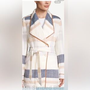 🌻Chico’s NWOT Plush Striped Blanket Trench Coat